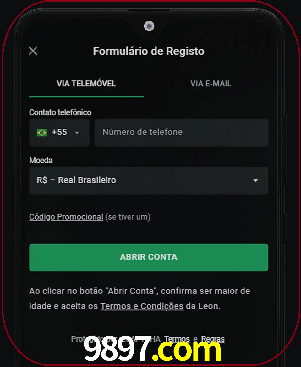 Abra o aplicativo e inicie o processo de registro.